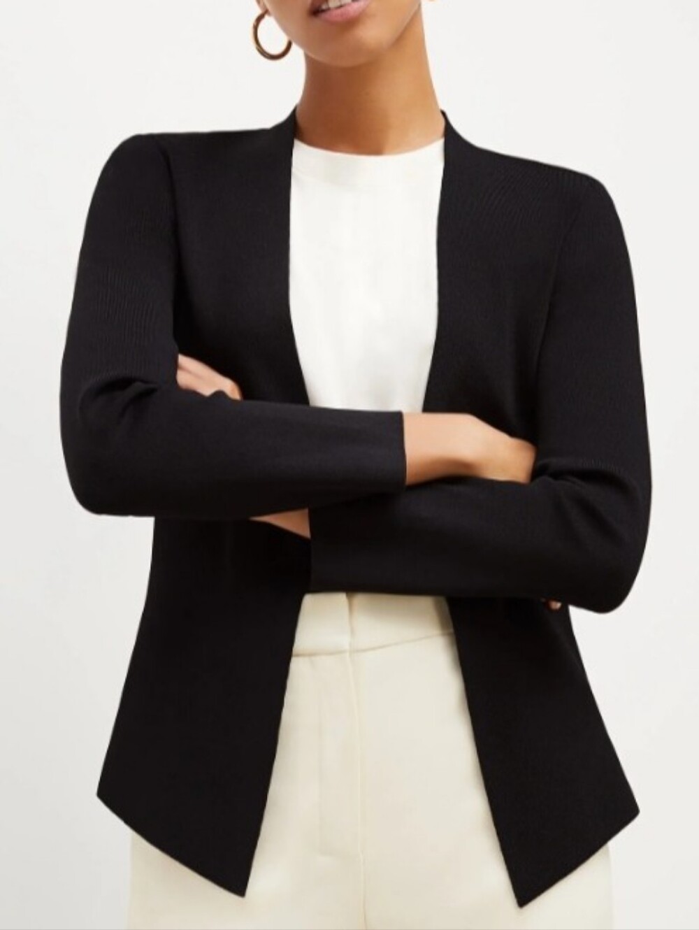 NWT MM Lafleur Black Open-Front Wool Jardigan Blazer XL